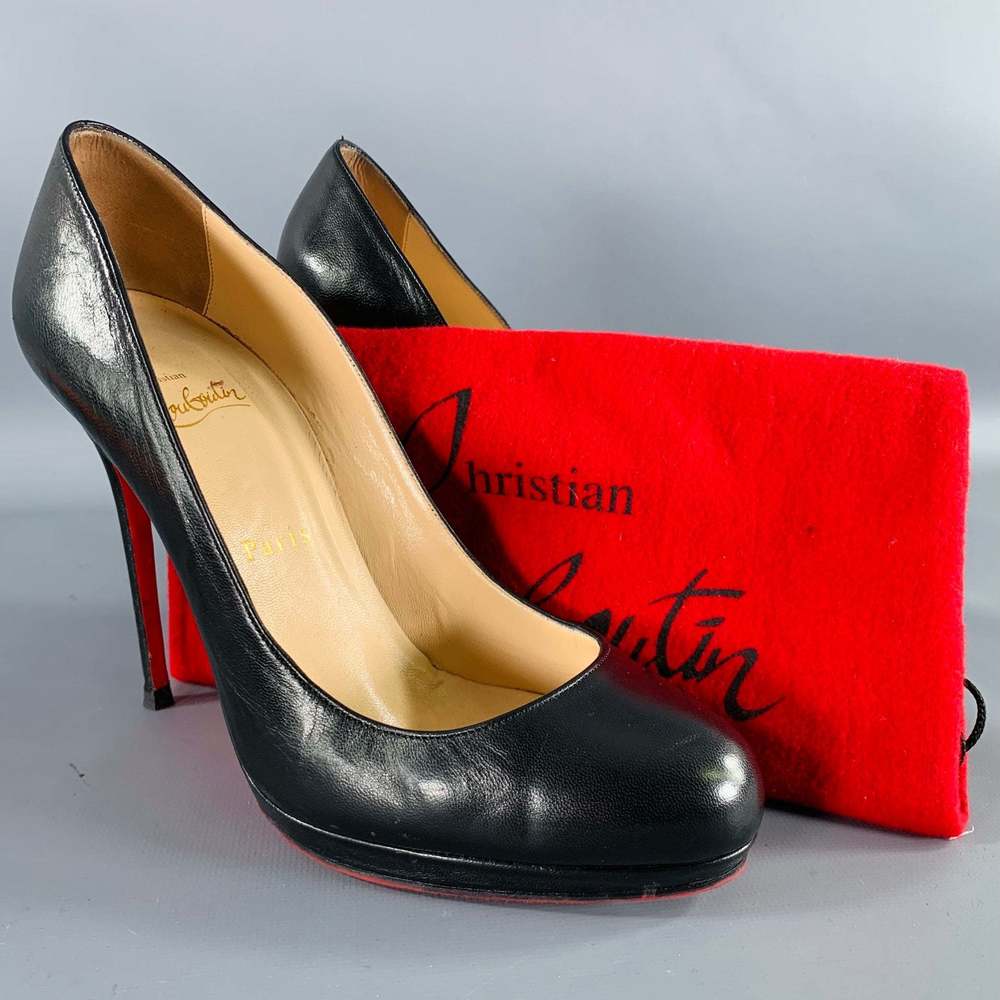 CHRISTIAN LOUBOUTIN Black Leather Platform Pumps - Picture 9 of 9